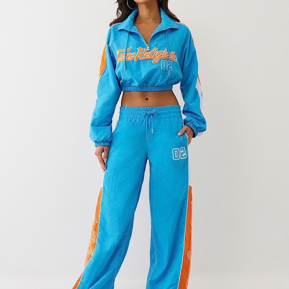 True Religion Pants - true religion wide leg loose fit graphic y2k waterproof racing  pants  S